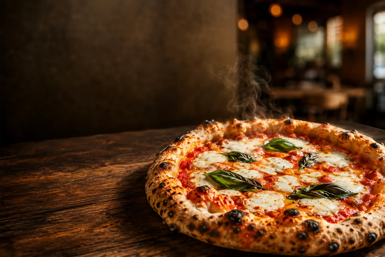 Frisch gebackene Pizza Margherita der Pizzeria Da Salvatore